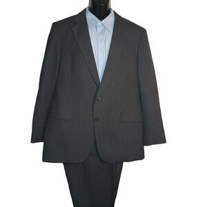 JOHN WEITZ Big & Tall Men's Grey Pinstripe Suit Jacket & Pants Size 44R M004